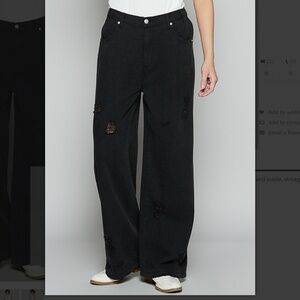 POL Twill Distressed Loose Fit Pants In Black